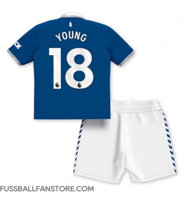 Everton Ashley Young #18 Replik Heimtrikot Kinder 2023-24 Kurzarm (+ Kurze Hosen)